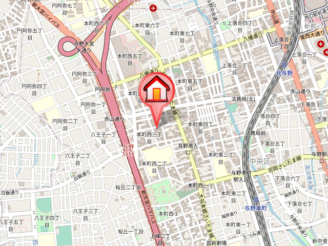 ��ʌ��������܎s������{�����R���ڂ̃A�p�[�g�̒n�}