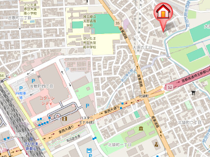 ��ʌ��������܎s��{��V�����Q���ڂ̃}���V�����̒n�}